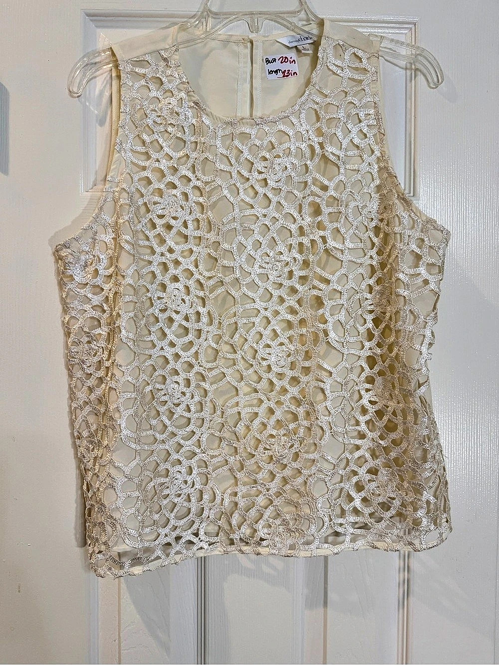 Charming Charlie Lace Overlay Sleeveless Top in Ivory Size Large Like New